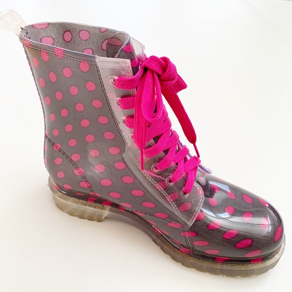 Bongo Polka Dot Combat Style Rain Boot - Picture 2 of 7